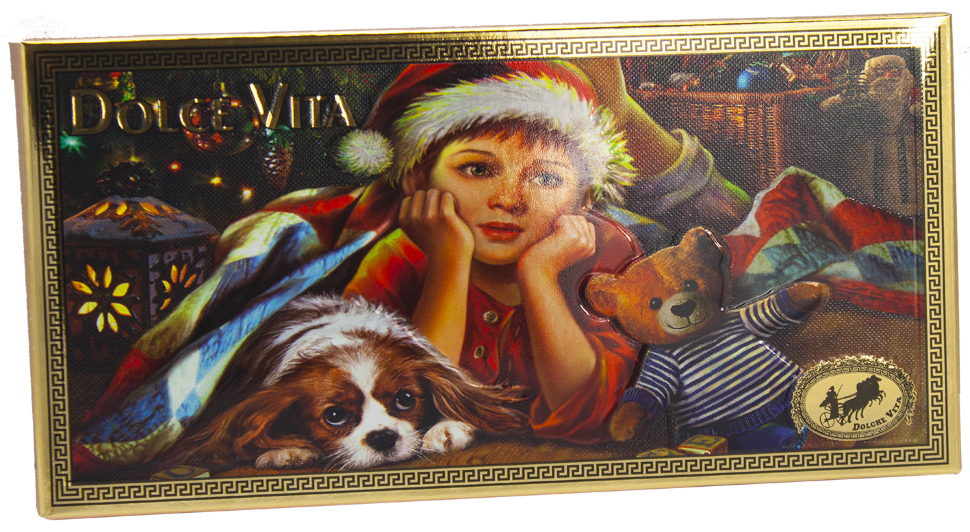 Шоколад с добавлением кофе в подарочной упаковке "Зимний вечер" (Мальчик с собакой) 100 гр